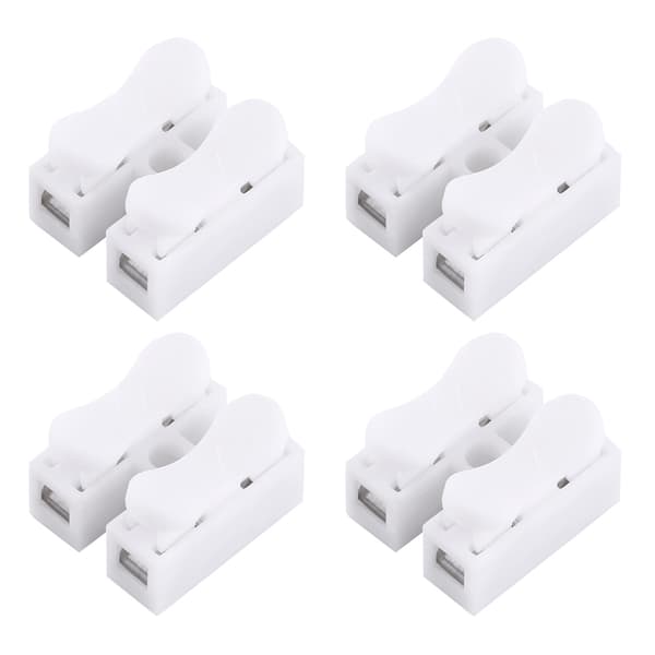 100 st 10A 220V 2-stifts snabbkopplingsplint för kabel, vit