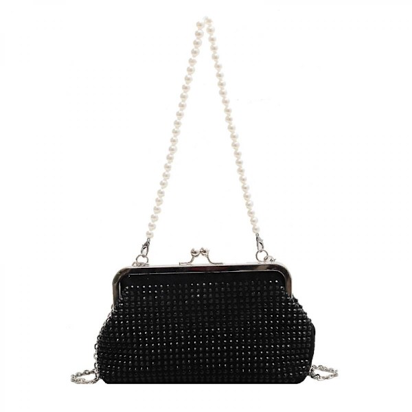 Bright Diamond Crossbody Tasker Simplicity Luksus Designer håndtaske Pearl Purse Fashion Dame Taske Trend Kæde Kvinde Taske Sort