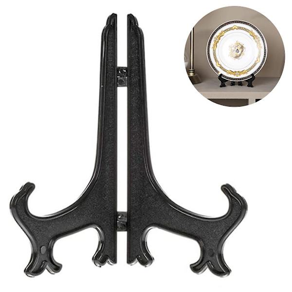 Piao 12 stk. Plast staffeli Tallerkenstativer, Tallerkenstativer, Foldeplader, Udstillingsstativer til præsentation af opsamlingstallerkener, skålstativer, bøger, P Black 4 inch