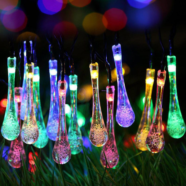 -5 Meter 20 Lights Solar Teardrop String Lights Vanntett Utendørs dekorasjon Landskap Hage Festlig bryllup -5 Meter 20 Lights