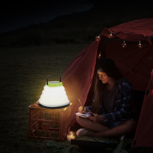 Indendørs Nat LED Lys Udendørs Camping Fleksibel IP65 Solcellelampe 3 Niveauer Dæmpbart Lys Sort Ramme