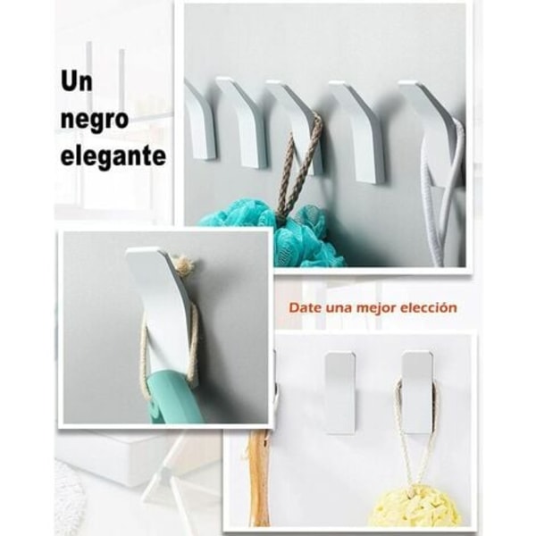 5 pakke uten boring Håndklestativ kroker Rustfritt stål veggkroker for bad toalett kjøkken kontor hvit