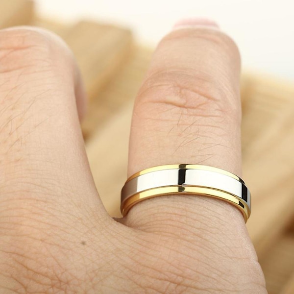 Modeälskare Par Kvinnor Titanstål Förlovningsring Band Smycken US 9 Mens