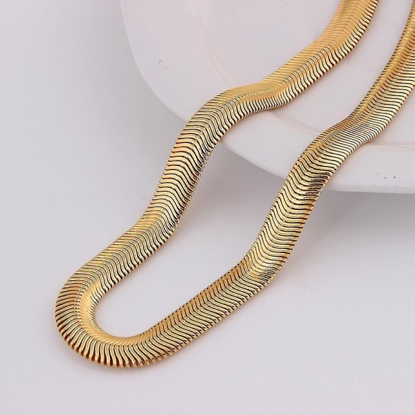 18k gult gull Twist Bone Snake Chain Halskjede 8 mm 25 tommer for menn kvinner