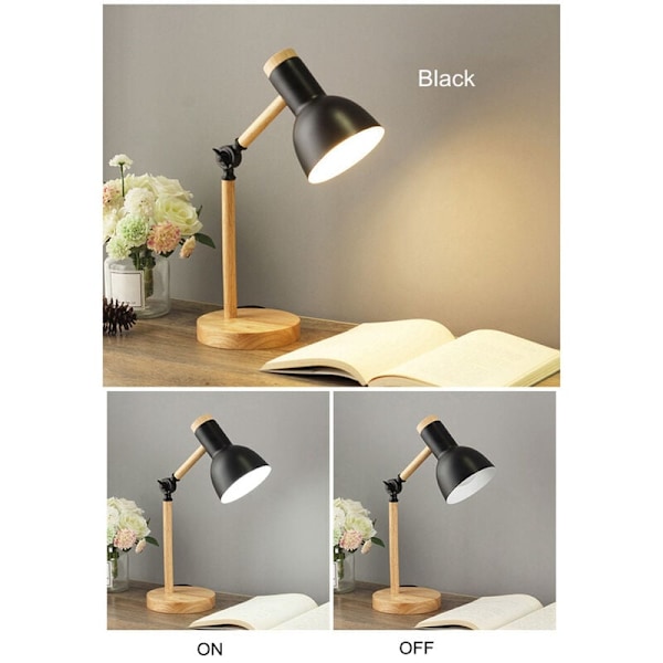 Creative Nordic Wooden Skrivebordslampe Sammenfoldelig Jern Bordlampe Øjenbeskyttelse Læselampe til Stue Soveværelse Boligindretning