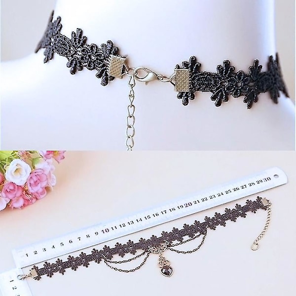 Gotiska viktorianska kvinnor Tofs Choker halsband