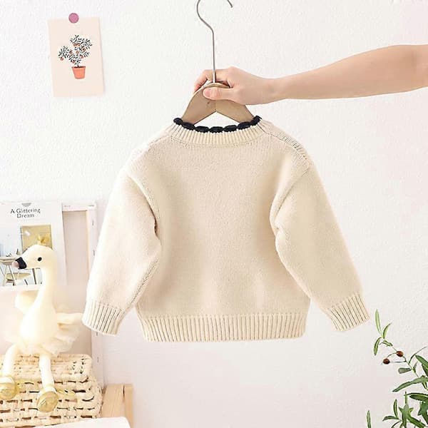 Piger Drenge Grim Juletrøje Jule Sweatshirt Langærmet Strikket Pullover BEIGE 110CM