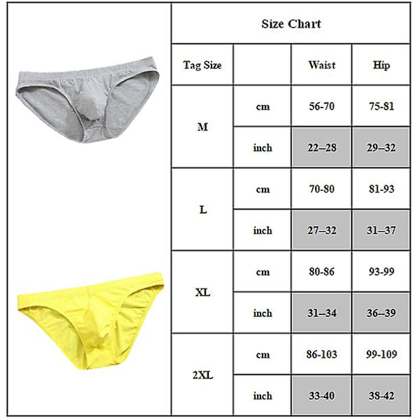 Miesten puuvillaiset alushousut Matalavyötäröiset alushousut Yellow XL