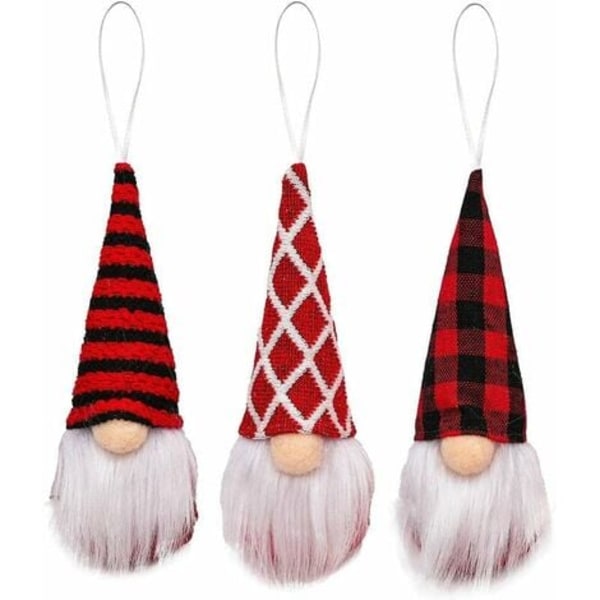 Gnome Julepynt Sæt med 3, Tomte Juletræ Ornamenter Julenisse Nisser Plys Dukke Dekorativ hængende Ornam