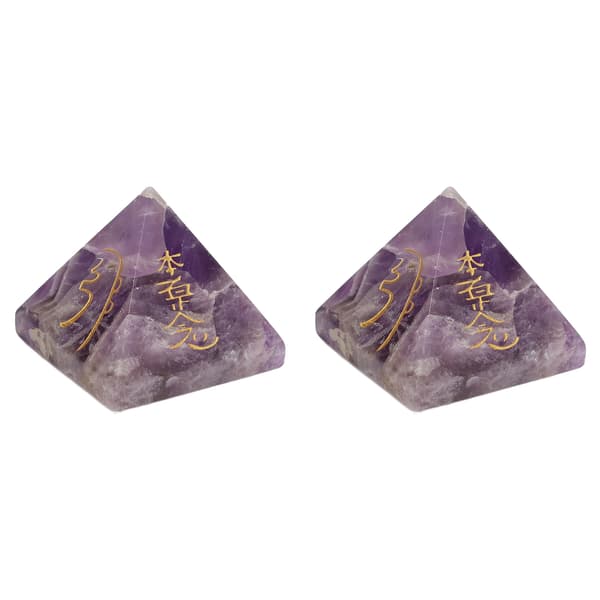 2 stk. Energi Pyramide Krystal Meditation Sten Fire Sidet Bogstaver Indretning Gave