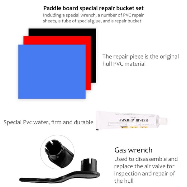 Oppustelig Stand Up Paddle Board Reparationssæt PVC Stabil Surf Kajak Tilbehør