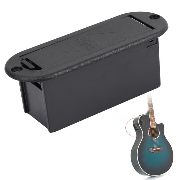 PU Læder Elektrisk Guitar Bas Pickup 9V Batteridæksel Holder Etui Organizer Boks 02