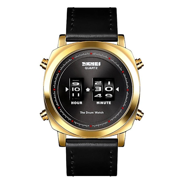 Vattentät Läder Rolling Time Display Watch J4015gb-km