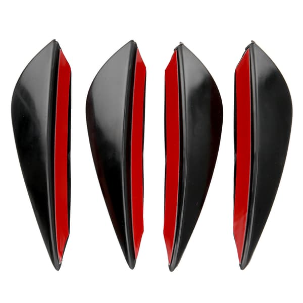 4 STK. Frontkofanger Luftkniv Spoiler Universal Diffuser PVC Højglans Sort Klistermærke