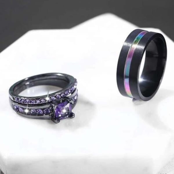 3 kpl / set Pari Sormukset Leveä Sileä Pinta Seos Cubic Zirkonia Ohut Line Sormukset Muotikorut