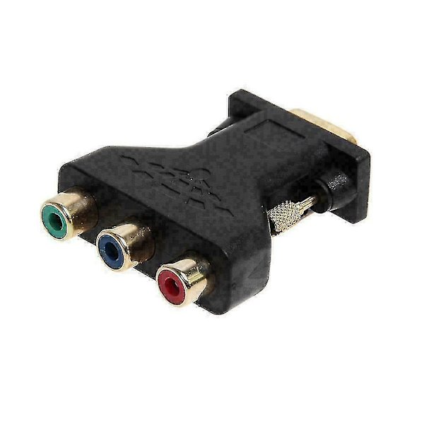 3 Rca Rgb naaras - HD 15-nastainen Vga-tyylinen komponenttivideo N -sovitin B1w3 N2y2 Z0x6 (musta) (1 kpl)