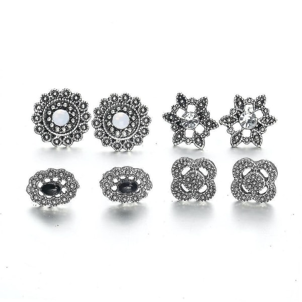 4st öronproppar Set Opal Flower Ear Studs För Bröllop