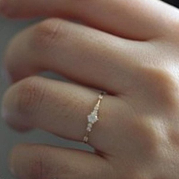 Dammode Rhinestone Inläggningar Bröllop Engagemang Finger Ring Smycken Present Rose Golden Us7