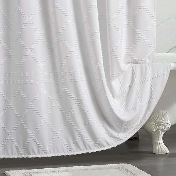 Boho Farmhouse Dusjforheng Hvit 72 x 72 Tommer, Moderne Shabby