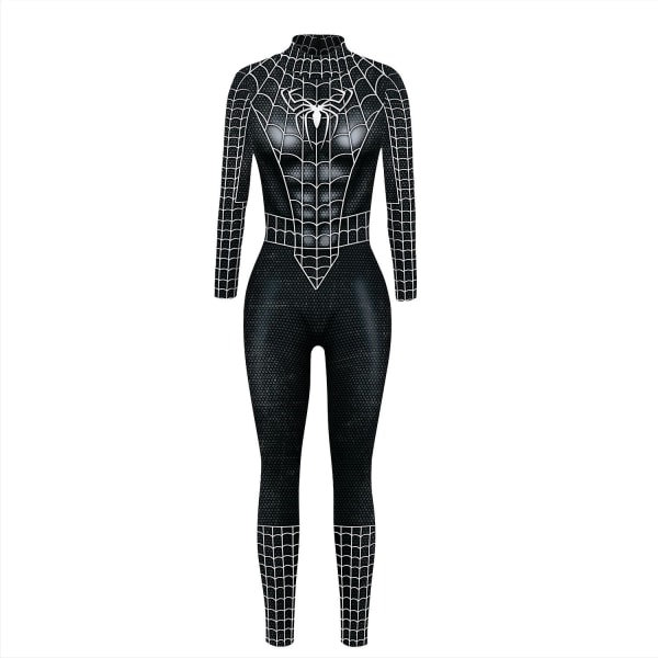 Halloween Spiderman Iron Man-bodysuit for kvinner S Black