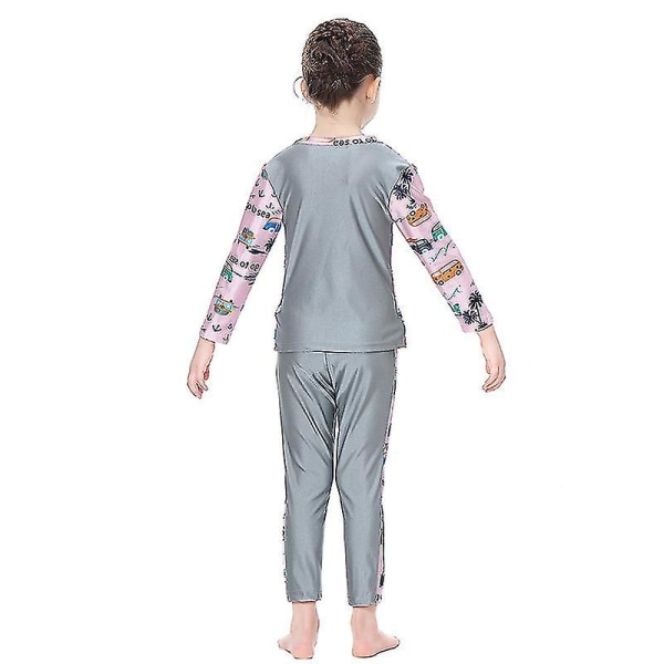 3 stk Børn Piger Muslim Modest Burkini Islamisk Badetøj Grey 12-13 Years