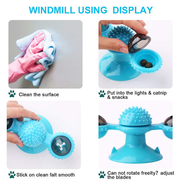 Blå Spinning Windmill Sjovt Kattelegetøj Glødende Mint Sucker Pet Chew Toy