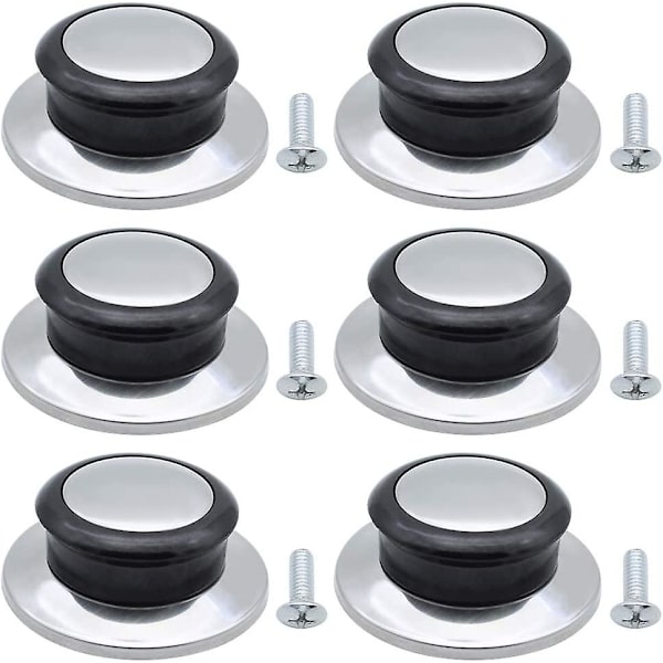 6 stk. Bakelite varmebestandige rustfrie stål grytelokk knotter Universal erstatningshåndtak løfteknapper reservedeler med skruer for kokekar gryteretter