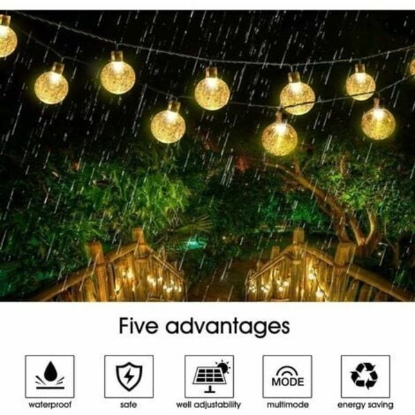 hvid solar guinguette guirlande 7M 50 LED'er