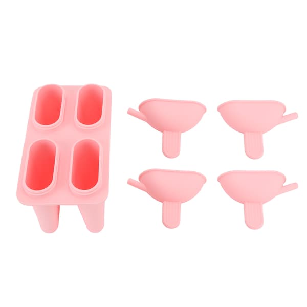 Pink Bærbar Silikone Isform DIY Ispindemager med 50 Pinde