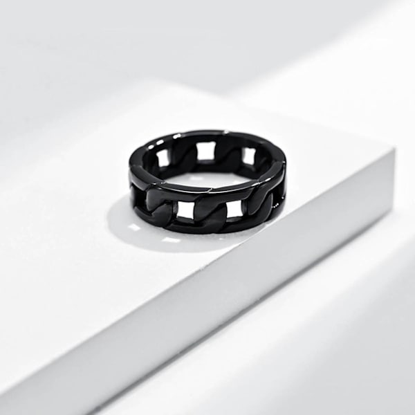 Hip Hop Style Finger Ring Kjede Form Design Ikke lett å knuse Smykker Unisex Twist Ring For Party Black US 12