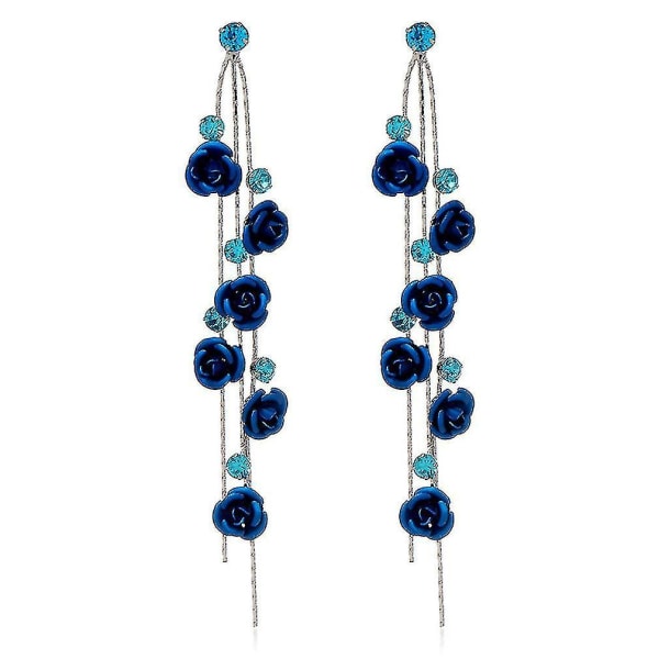 korvakorut Flower Blue Alloy Ear Studs For Wedding