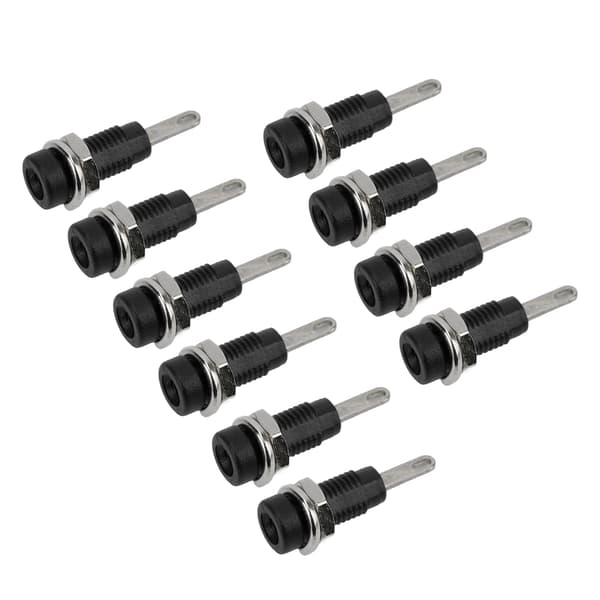 2 mm Bananstik Panel Sokkel Forlænget Stik Adapter - 10 stk (sort)