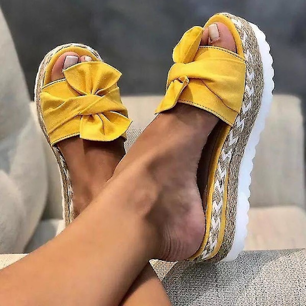 Kvinder Espadriller Hjemmesko Sommer Strand Bløde Sko Yellow 42