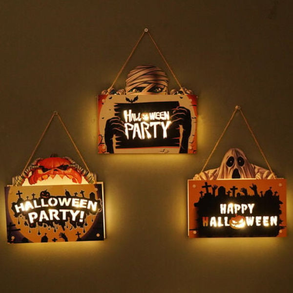 Eternitry Halloween Pumpkin Ghost Garland LED kauhukattokruunu Hauska Ikkuna Ghost Kurpitsan koristelu Paristotyyppi Penda