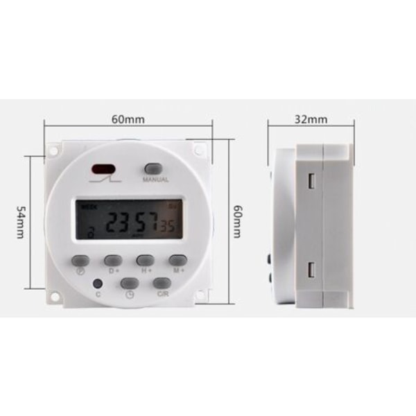 110V Timerbryter Digital Elektronisk LCD Tidsrelébryter Programmerbar LCD Digital Mikrodatamaskin Minikontroll Strøm Tim
