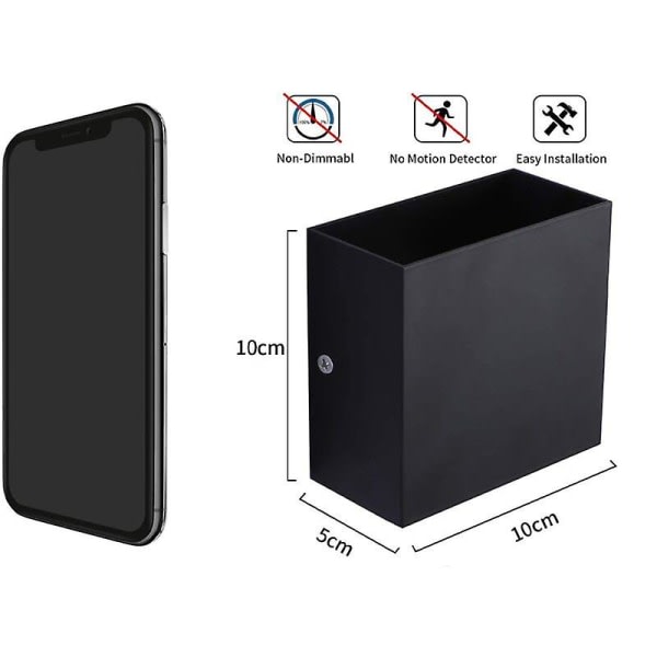 2pack Led væglampe indendørs op ned væglampe Sort væglampe Moderne 6w aluminiumsbelysning til stue soveværelse badeværelse køkken, varm hvid [ener