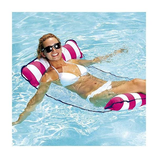 Flydende hængekøje, oppustelig pool-hængekøje, flydende liggestol, multifunktionel foldbar flydende strandhængekøje for voksne (Navy