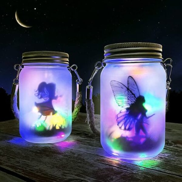 Solar Lantern, Solar Mason Jar Lamp Puutarhan koristelu (värillinen)