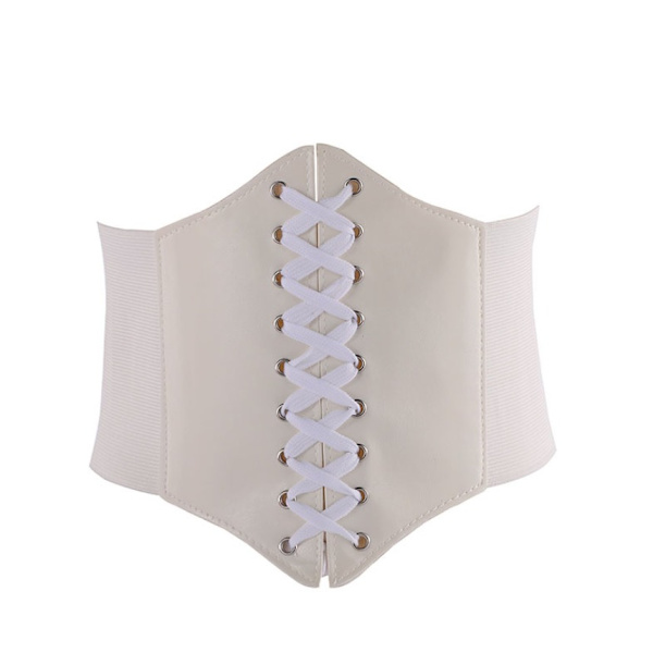 Lace-up Cinch Belt Sidottu korsetti Joustava vyötärövyö White