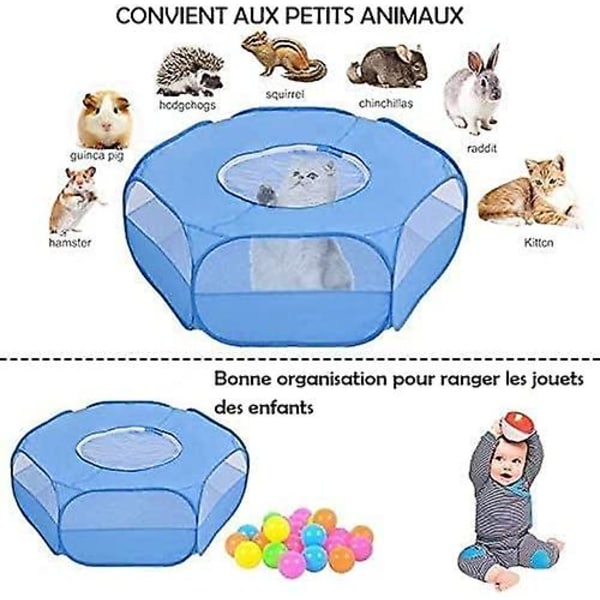 Helian - Lekhage för smådjur med cover - Vikbar och bärbar bur - Vattentät - Andas - För kanin, ekorre, kattunge, valp, chinchilla och