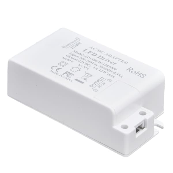LED Drivtransformator AC100 240V 0.35A DC12V 1A 12W för G4 MR11 MR16