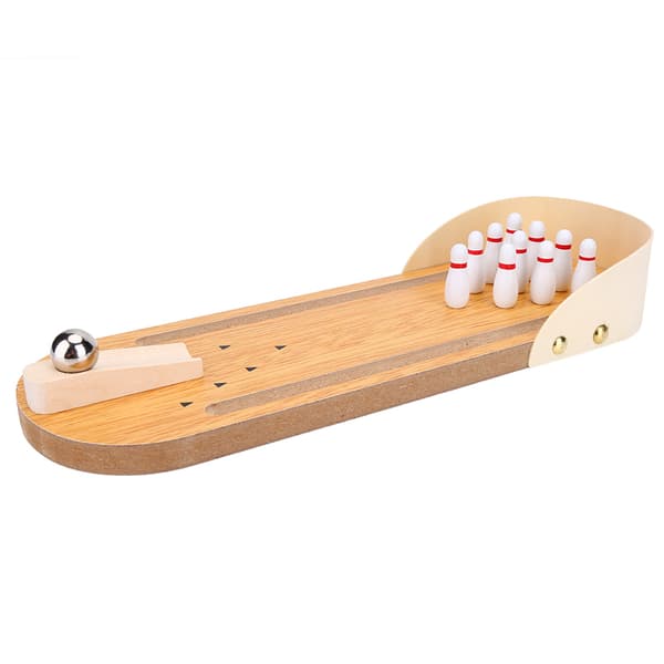 Mini bowling-sett i tre, borddekorasjon, leker for barn