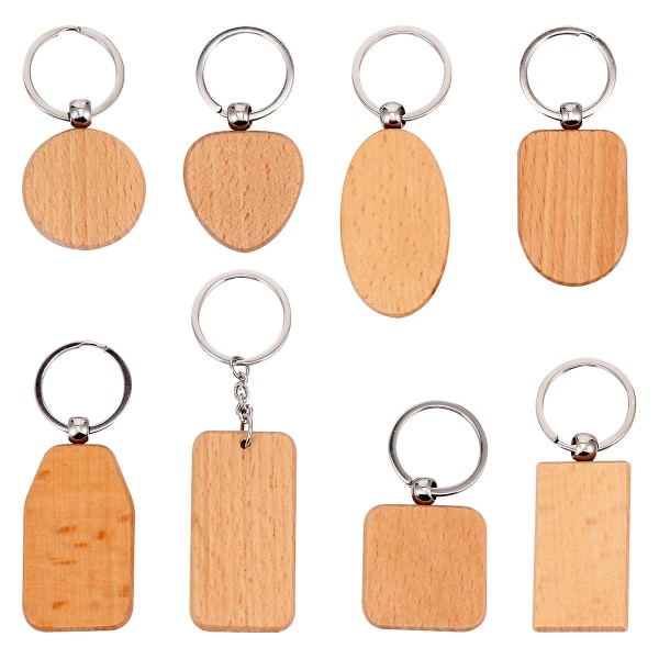 8kpl DIY Wood avaimenperä keskeneräiset esiporatut hirsilevyt