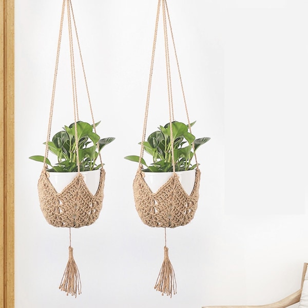 Blomkrukhållare Handvävning Lyftrep Starkt bärande Nordisk stil Multifunktionell Dekorera Återanvändbar Handgjord Macrame Växthängare för Balco