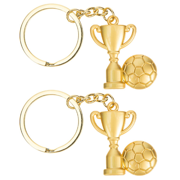 2st bärbara fotbollstrofényckelringar i rostfritt stål minnesnyckelringar Golden