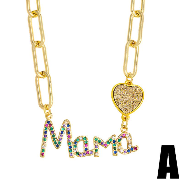 Halskæde gave til mor Zircon Mama Heart Stud Fashion smykker Ac8416 B