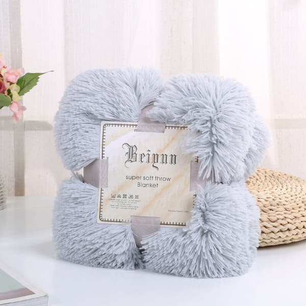 160 x 200 cm Super Soft Warm Plush Blanket Double-Sided Fleece Blanket (Grey)