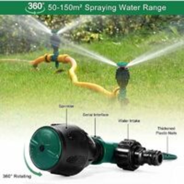 Grässprinkler 360° roterande sprinkler för 4-7M vattning av stora ytor Trädgårdssprinkler sprinkler