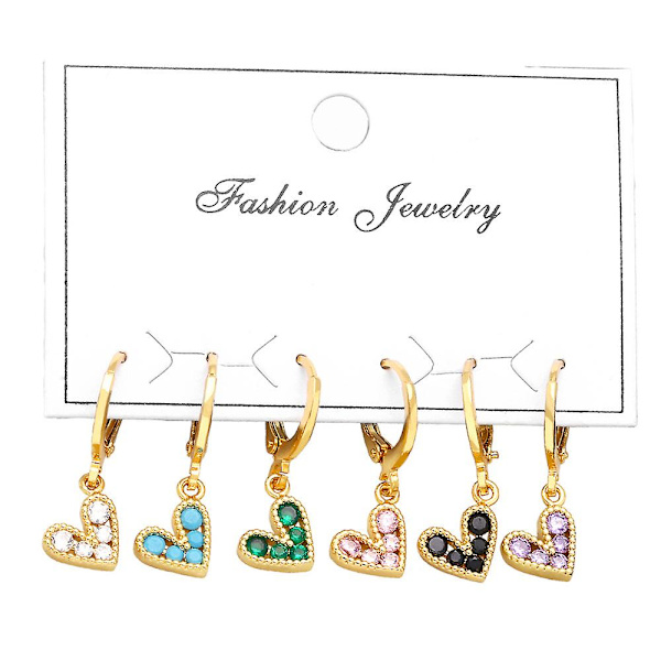 Örhängen Vintage Zircon Heart Stud Modesmycken Ac10839