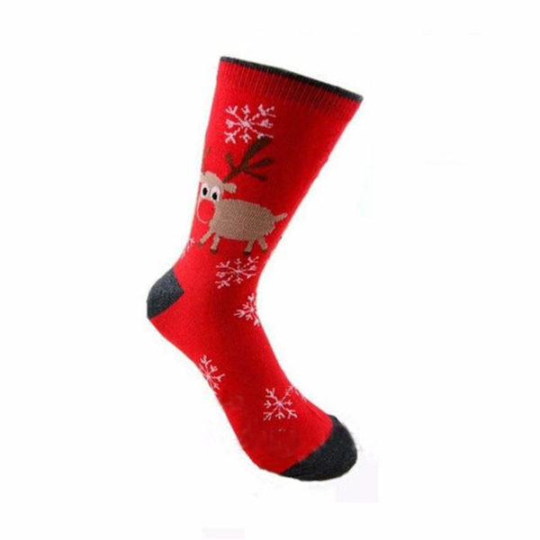 Kvinder Mænd Julenyhedssokker Sjove julestrømpegave Elk Snowflake 2 Pairs